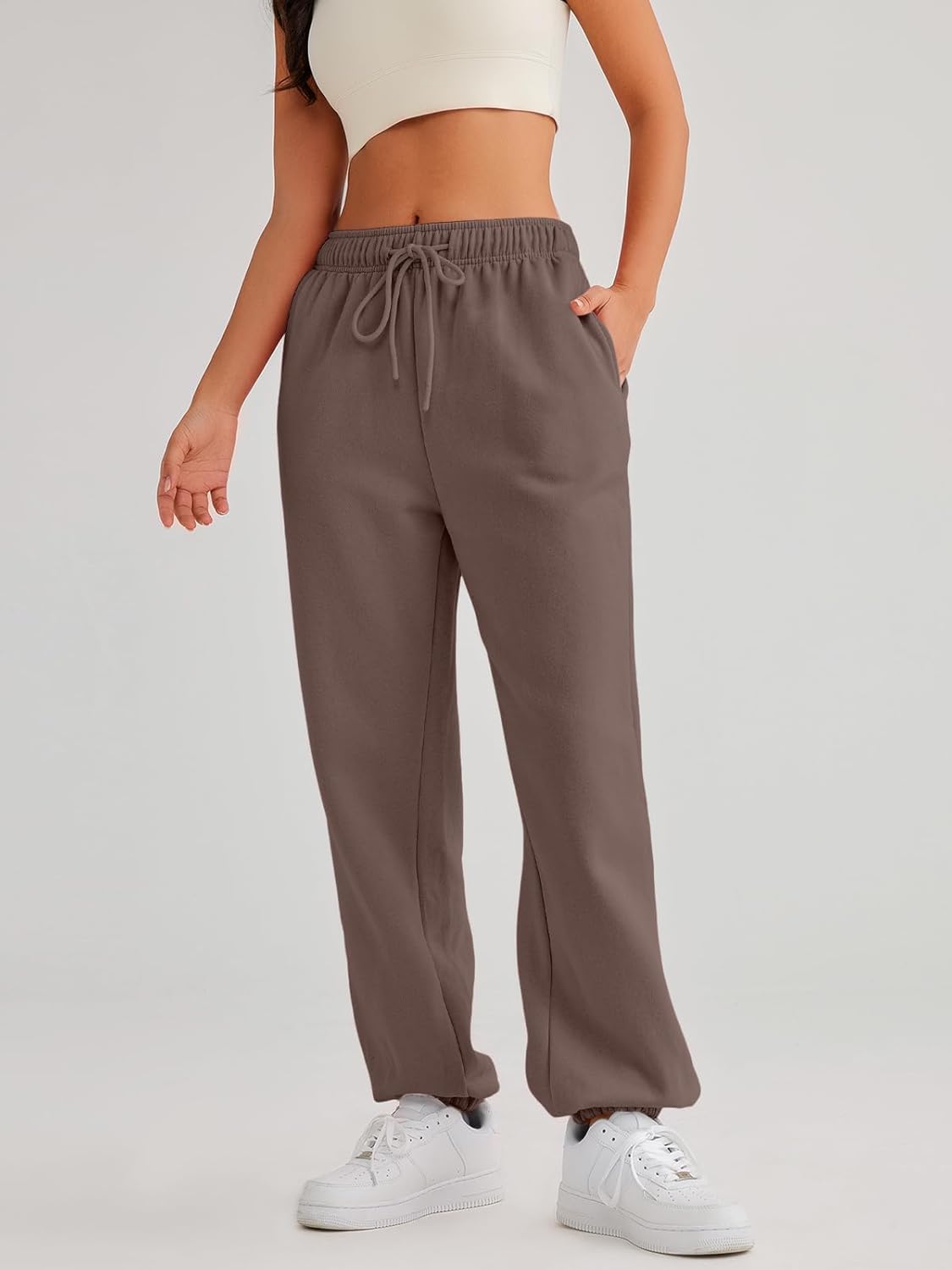 AUTOMET Women's Casual Baggy Fleece Sweatpants