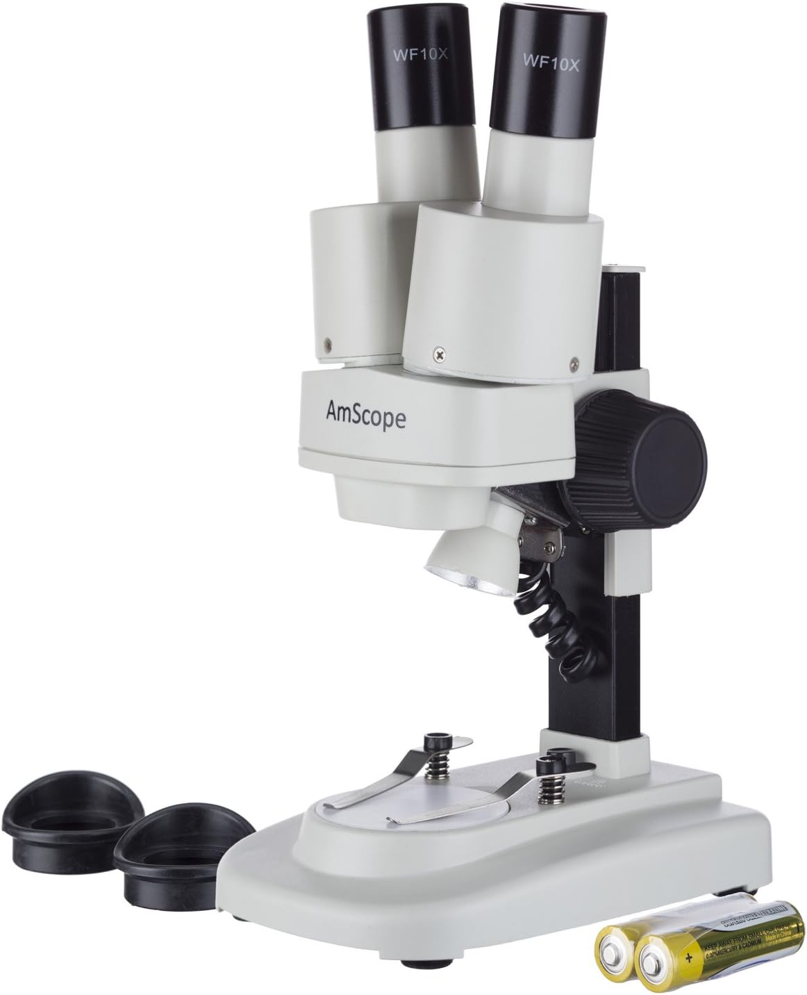 AmScope 10X-20X Kids Battery Powered Binocular Stereo Dissecting Microscope with LED Light