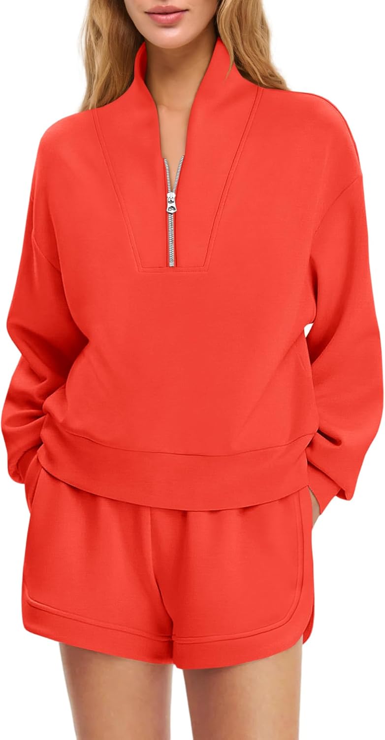 Yanekop Womens Lounge Set Sweatsuits 2 Piece Set Casual Shorts Sets Summer Airport Travel Outfit Two Piece Outfits