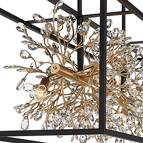 Possini Euro Design H180147-8P Carrine Black Painted Gold Linear Pendant Chandelier 38 1/2 Inch Wide Modern Clear Crystal 8-Light Fixture Dining Room House Foyer Entryway Bedroom Kitchen Island Hallway Ceilings thumb #2