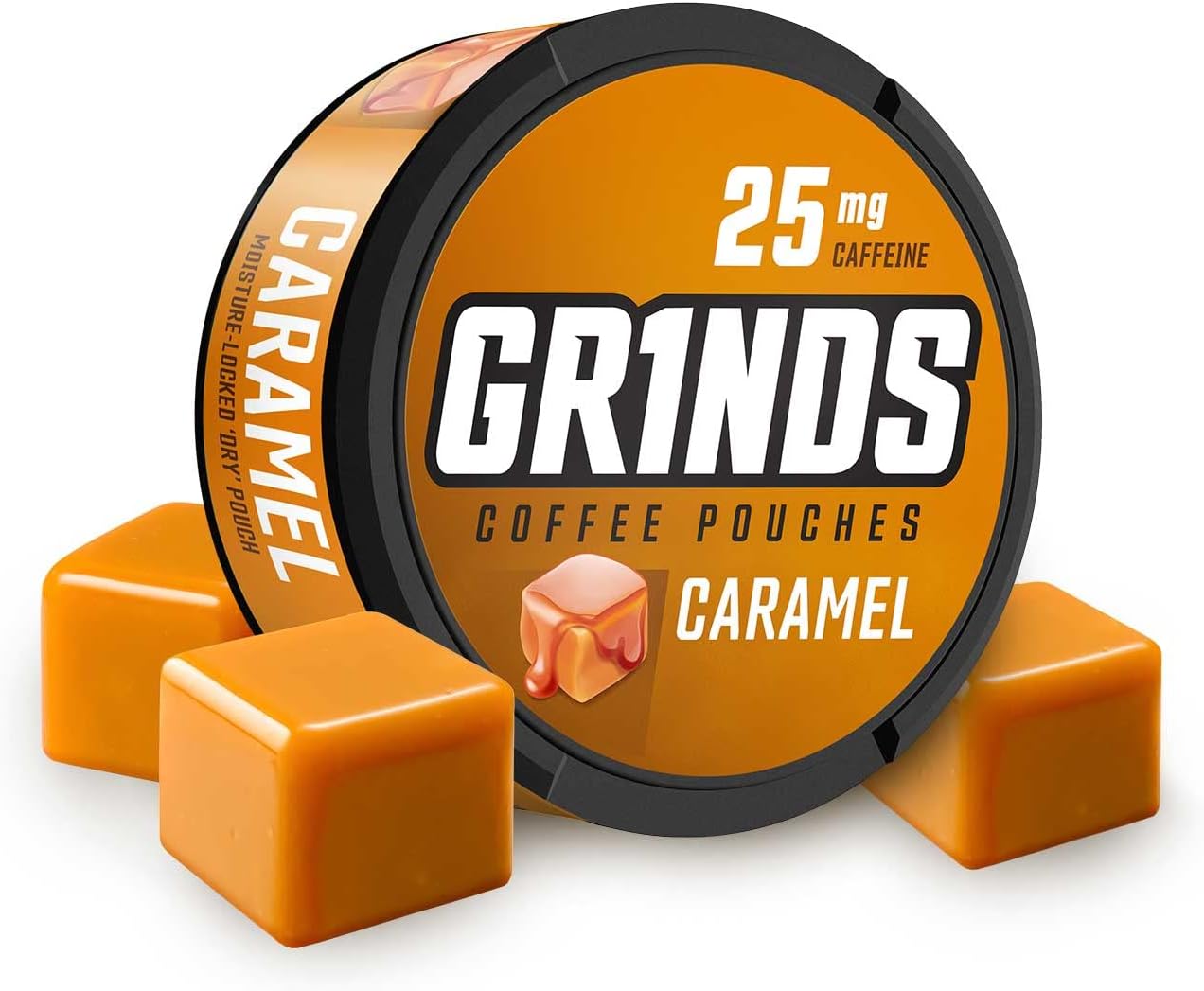 Grinds Coffee Pouches 20 Cans of Caramel Tobacco Free, Nicotine