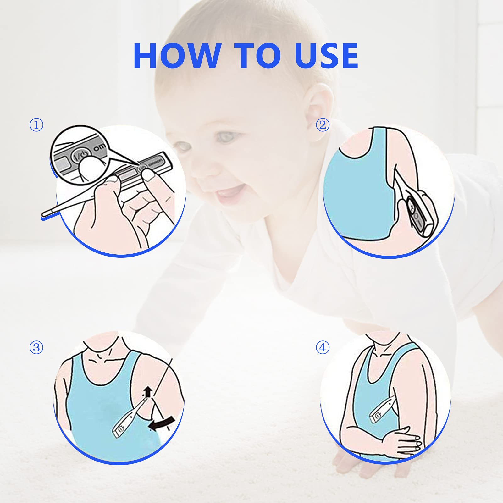 Digital Thermometer, Oral Underarm Rectal Temperature Thermometer for