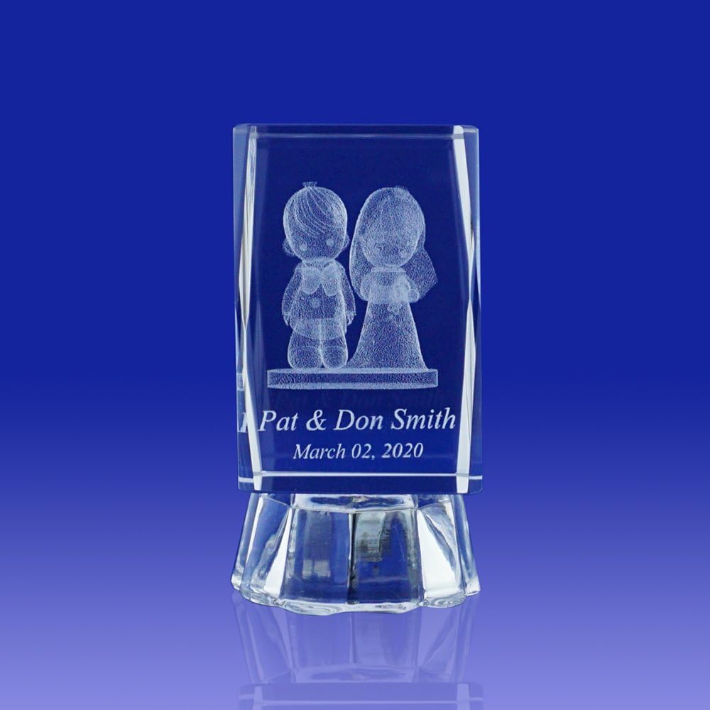 12 pcs Personalized Custom Laser Engraving 3D Wedding Crystal Glass l for Wedding Favors boda Preciosos Momentos (2.5"H)
