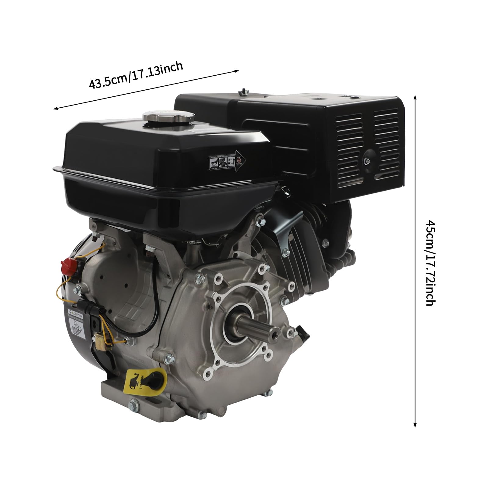 Motore a benzina a 4 tempi, 420 cc, 15 CV, motore OHV, 9700 W, 3600 giri, per pompa dell'acqua, tosaerba, generatore, compressore d'aria, spaccalegna, nero