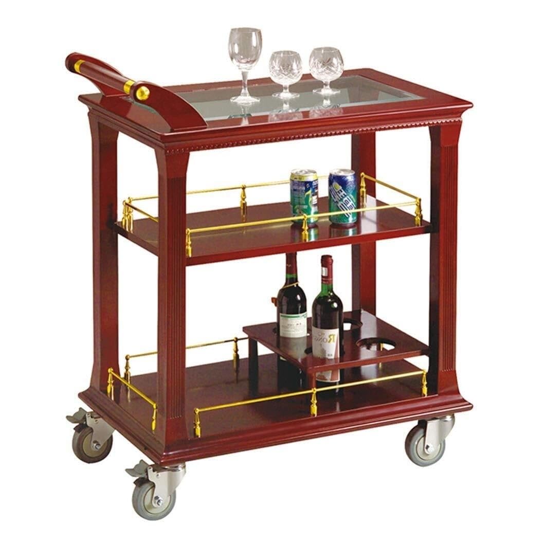 Carrello di Servizio Carrello A 3 Ripiani Con Ripiani Portaoggetti Carrello Portaoggetti Da Cucina In Legno Massello Carrello Portavivande Da Bar Con 4 Ruote Carrello Portaoggetti Carrello Salvaspazio