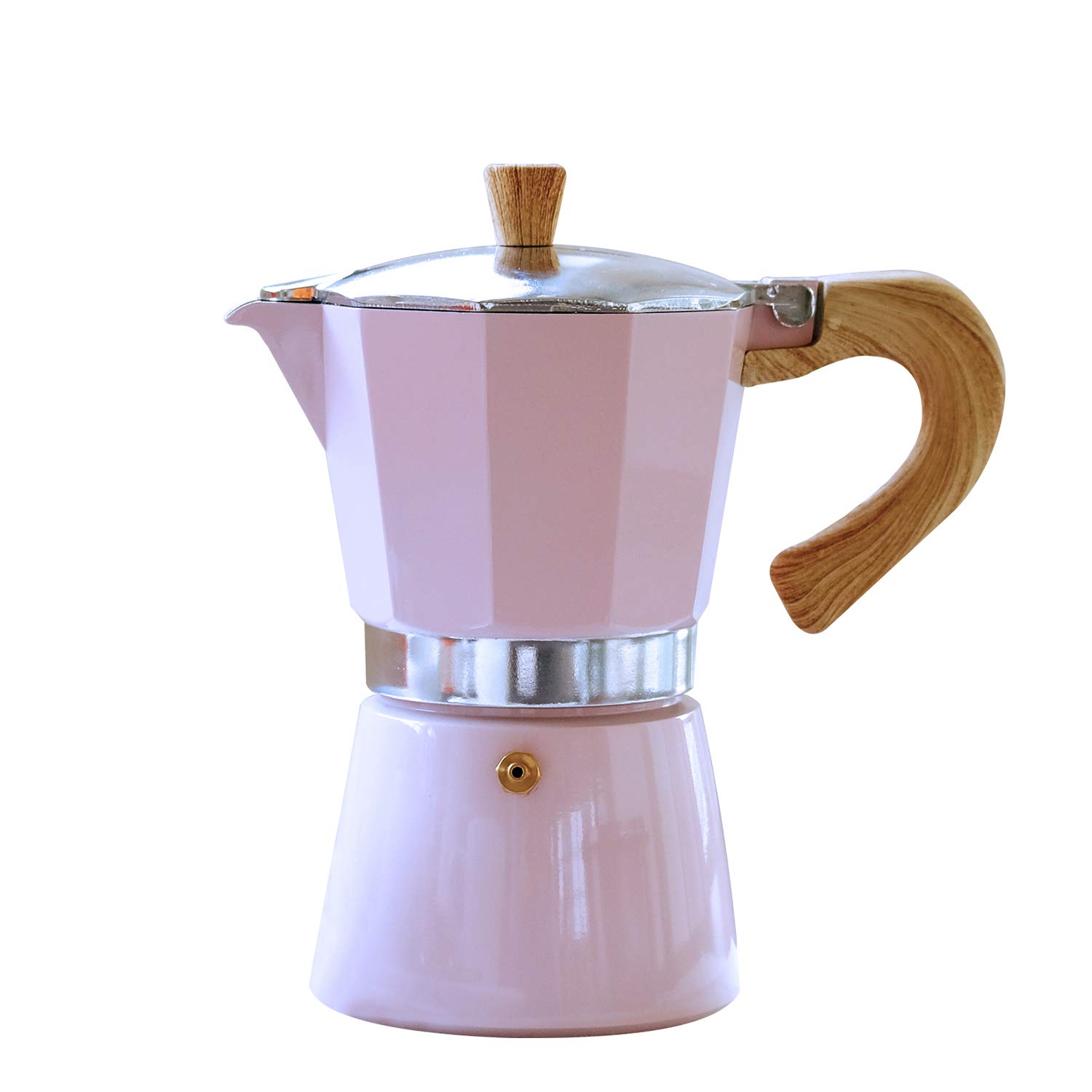 Gnali & Zani Venezia Espressokocher | Rosa | Für 9 Tassen | Alle Herdarten inklusive Induktion | Aluminium Espresso kocher | Griffe aus Softtouch-Kunststoff in Holzoptik | Camping Kaffeekocher | Mokkakocher für 9 Tassen, Herdkocher, alle Herdarten geeigne