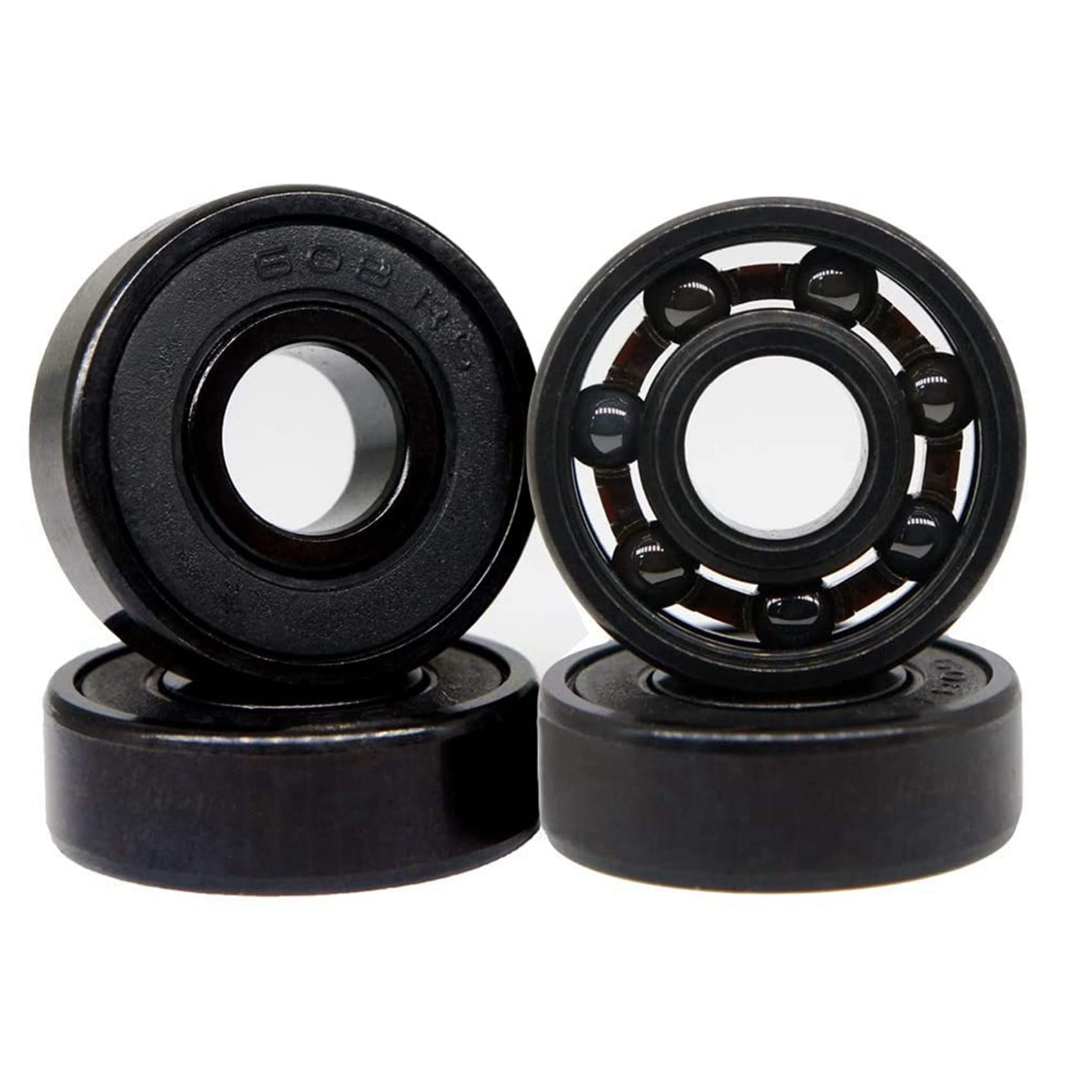 Lot de 32 roulements à vitesse 608RS Hybride Noir Céramique Roulement Skateboard Céramique Plastique Lumière Arc 608 Roulement
