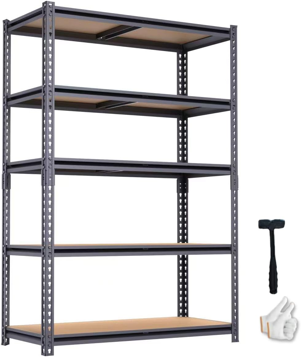 Storage Rack, 2400 LBS Garage Shelving Units, Storage Shelves Heavy Duty, Basement Shelving, Metal Shelving Units Free Standing (16" D x 35.5" W x 72" H)