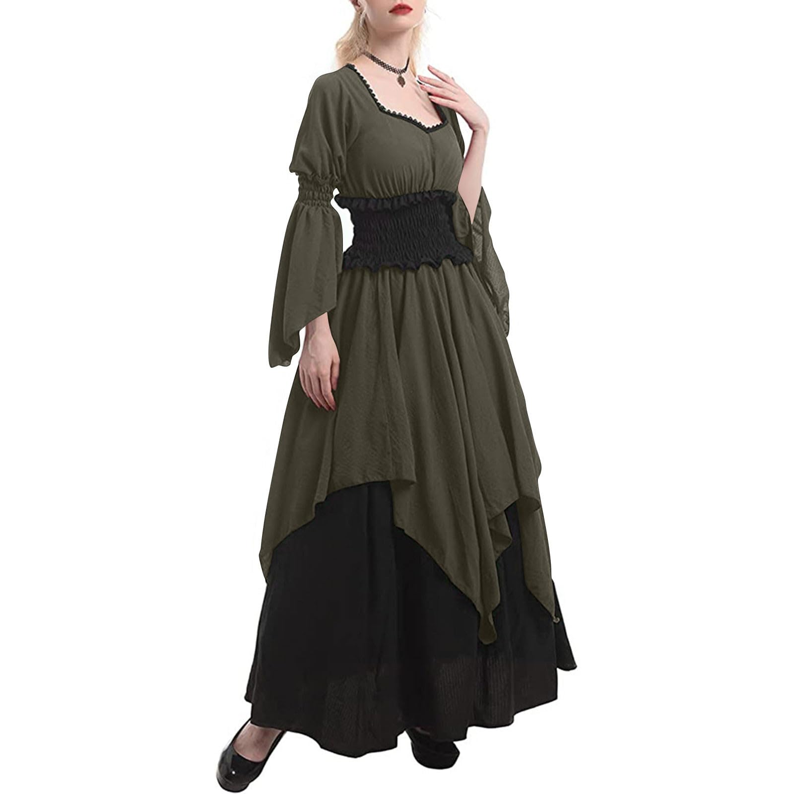 Mittelalter Kleid Damen Renaissance Kostüm Gothic Cosplay Kleidung Maxi | Retro Corsagenkleid, Faschingskostüm, Korsett Kleid,Steampunk Outfit,Viktorianisches Kostüme, für Cosplay Karneval Halloween
