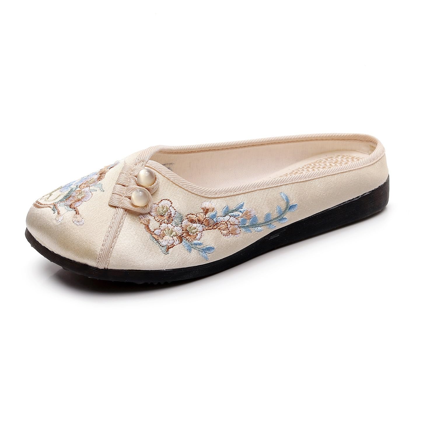 Chaussons chinois femme anti-dérapants et légers mules plates brodées confortables