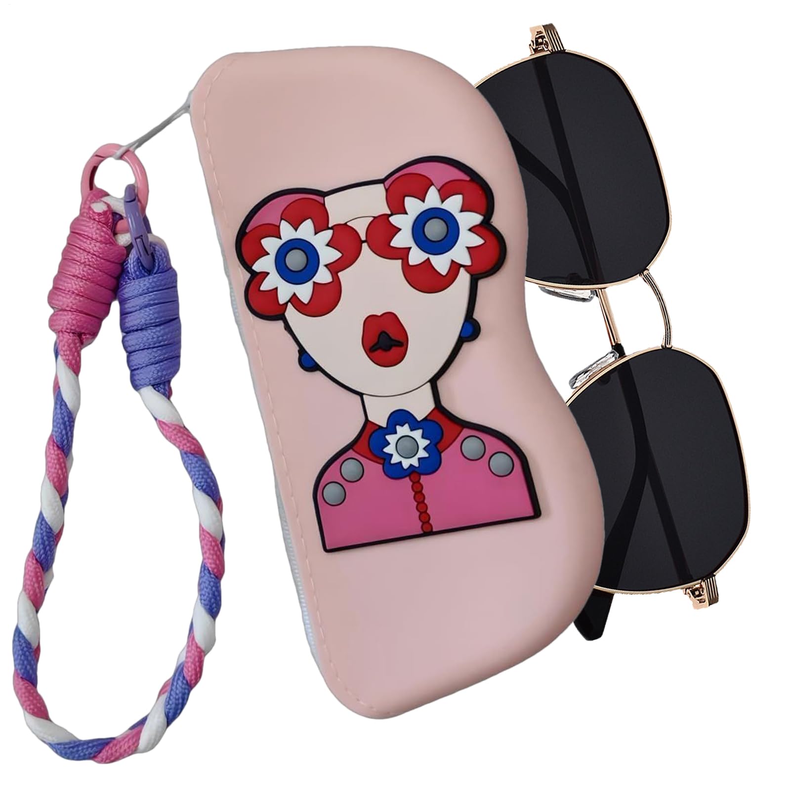 Generico Astucci Portaocchiali per Donna | Astuccio Occhiali Divertente Per Donna,Borsetta Portatile con Cerniera in Morbido Silicone per e Conservazione Occhiali all'Aperto