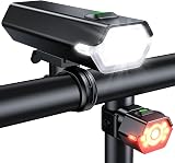 Glangeh Lumiere Velo LED Ultra Puissant, [Phares Latéraux] Lampe Velo Rechargeable USB, 4 + 6 Modes Éclairage Velo Avant et Arrière, 360°Rotatif & Étanche IP65, Feux Stop pour Moto, VTT, VTC - 1