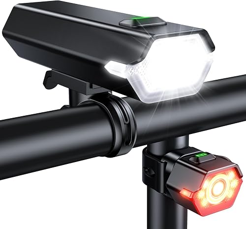 Glangeh Upgraded Bike Lights Super Bright, 4+6 Modes Rech…