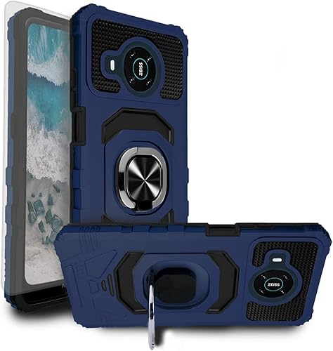 Miniatura 4 de Compatible con Nokia X100 con vidrio templado, protector de cuerpo completo grado militar, soporte magnético para anillo de automóvil, funda