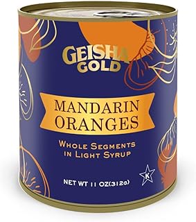 GEISHA GOLD Mandarin Oranges Whole Segments in Light Syrup 11 OZ. (Pack of 24), Mandarin Orange | Kosher Certified － No Saturate & Trans Fat － Gluten Free – Only LL size