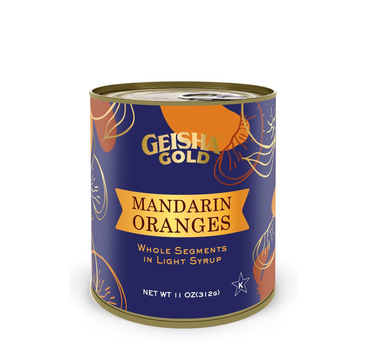 GEISHA GOLD Mandarin Oranges Whole Segments in Light Syrup 11 OZ. (Pack of 24), Mandarin Orange | Kosher Certified － No Saturate & Trans Fat － Gluten Free – Only LL size