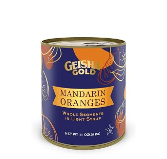 GEISHA GOLD Mandarin Oranges Whole Segments in Light Syrup 11 OZ. Pack of 24, Mandarin Orange | Kosher Certified - No Saturate & Trans Fat - Gluten Free Only LL size