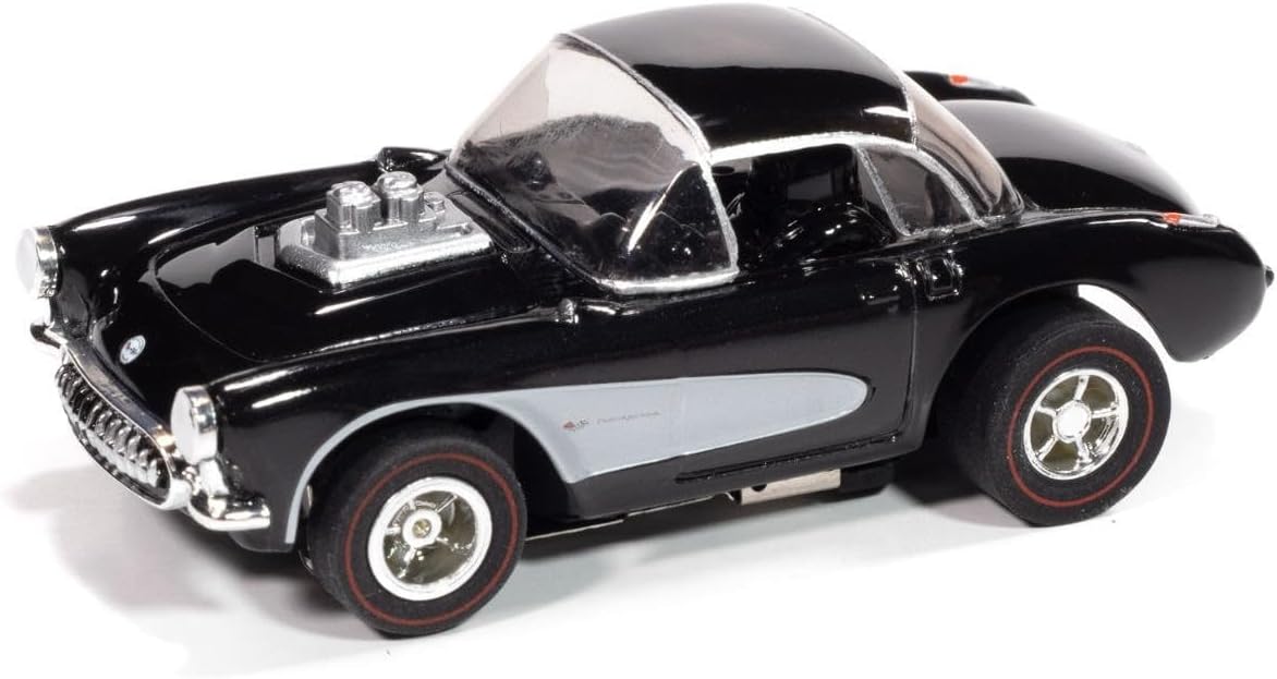 Auto World Xtraction 1957 Chevy Corvette Convertible (Black & White) HO Scale Slot Car