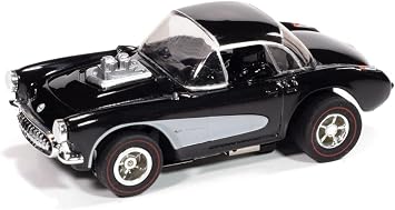 1957 Chevy Corvette Convertible Black & White HO Scale Slot Car by Auto World