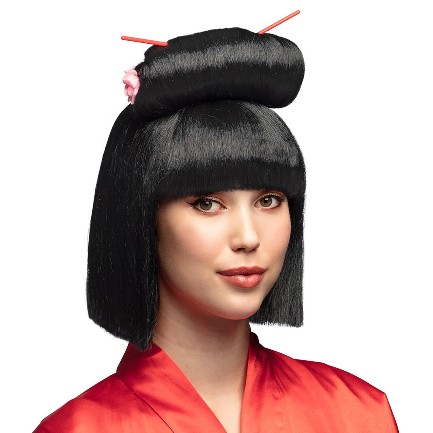 Boland - Asian Wig with Chopsticks for Fancy Dress Costumes for Theme Party, Halloween or Carnival, Synthetic Hair Wig