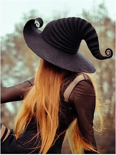 Nuevo casco de bruja de fieltro para mujer, sombrero negro duradero para decoración y disfraz de fiesta de Halloween