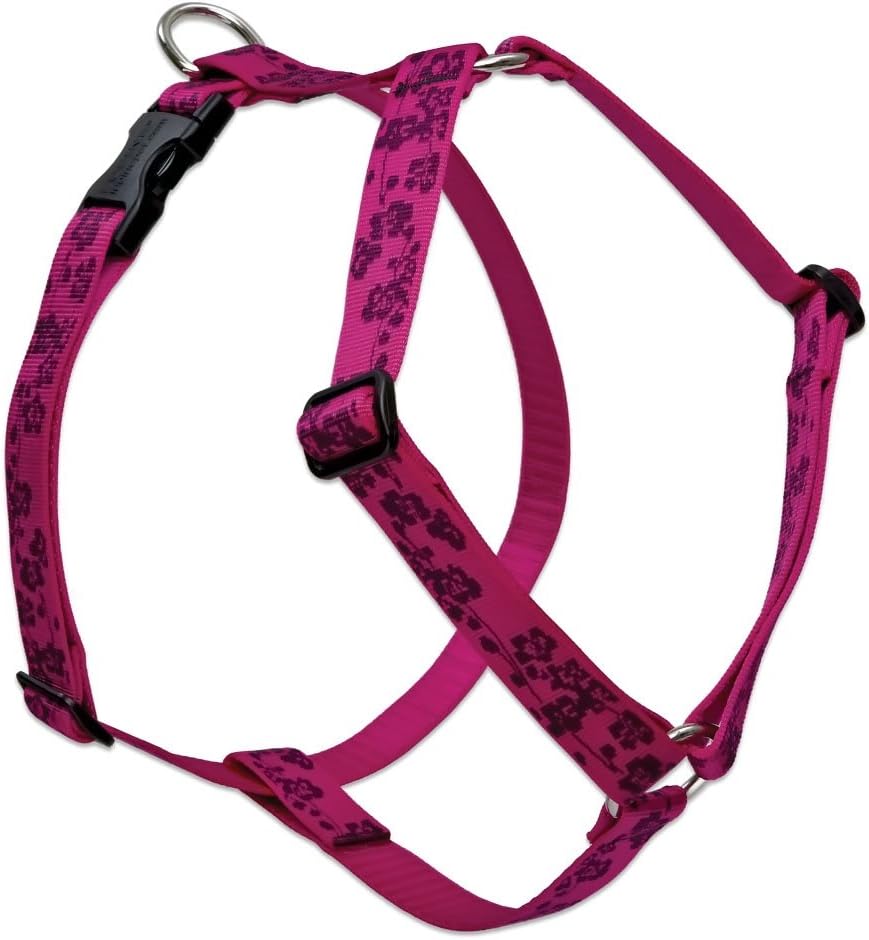 LupinePet Originals 1" Plum Blossom 20-32" Adjustable Roman Dog Harness for Medium Dogs