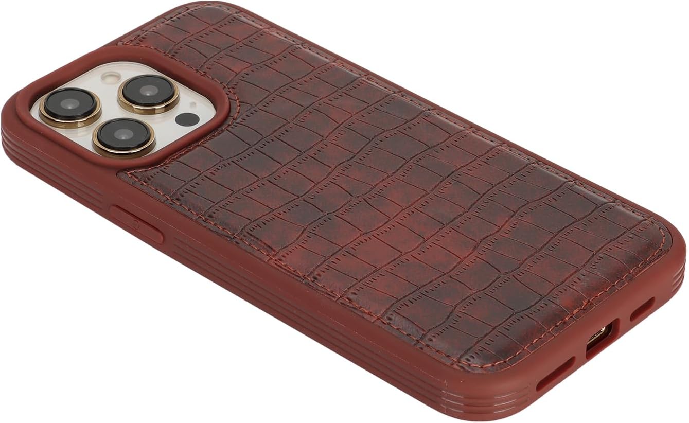 Ｈａｖａｙａ Magnetic Detachable Case for iPhone 15 Pro Max - Faux Crocodile Leather Cover Compatible MagSafe with Wallet, Adjustable Stand & 5 Card Slots - Espresso Brown