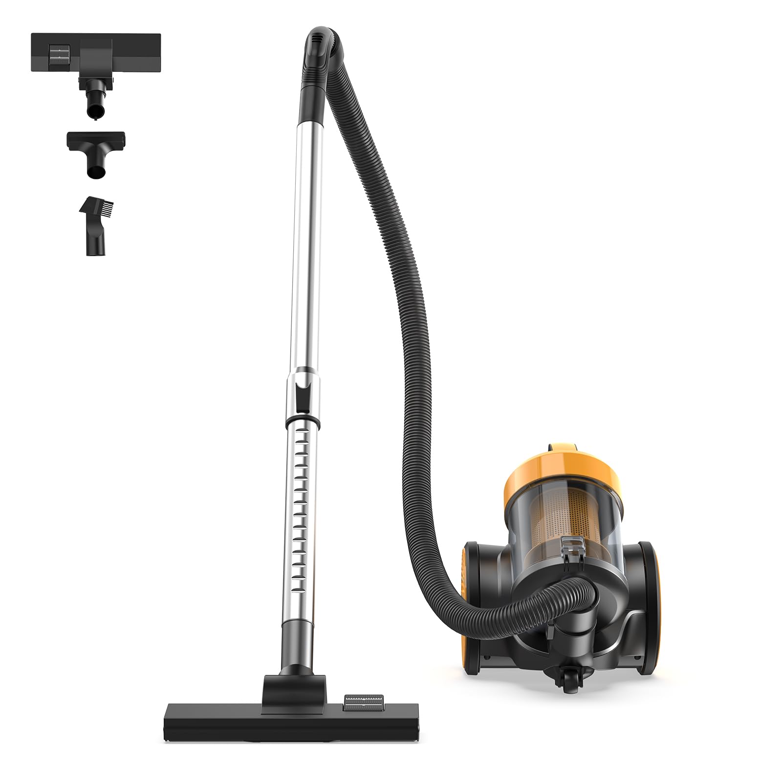 NEWBULIG Canister Vacuum Cleaners for Home, Strong Suction Bagless Vacuum Cleaner, 1000W 16Kpa for Hard Floor and Carpet, Retractable Cord,1.8L Large Dust Cup, Yellow