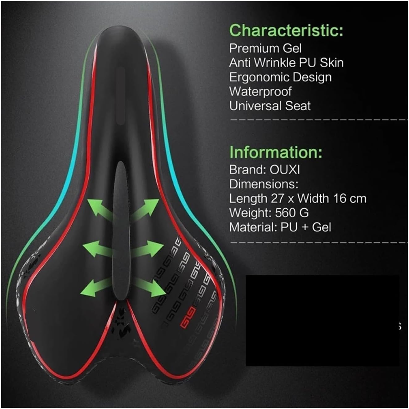 Mountain Bike Seat Road Bicycle Saddle Comfortable Soft Cycling Cushion Exercise for Men and Women