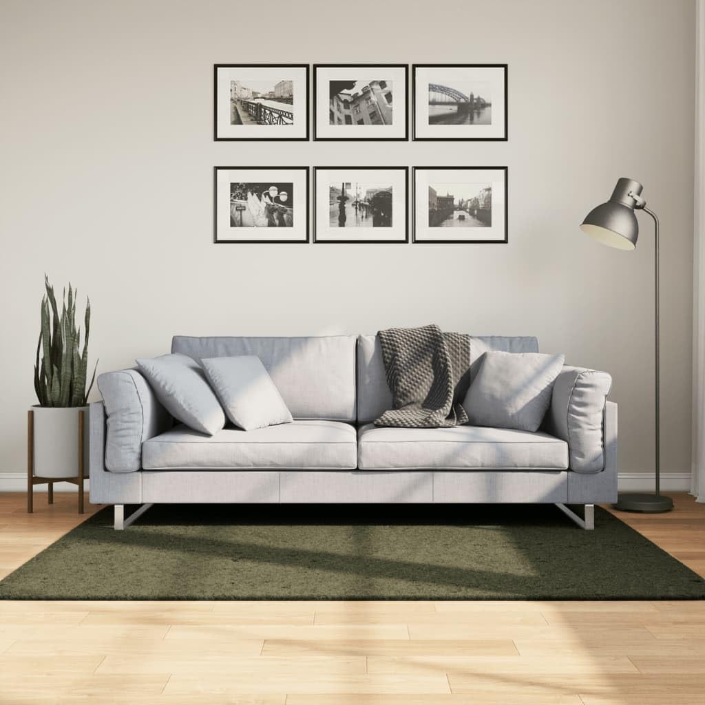 vidaXL Tapis à Poils Courts Doux et Lavable, Moquette de Sol, Tapis de Zone, Carpette de Salon Salle de Séjour Chambre, Moderne, Vert Forêt 120x170 cm