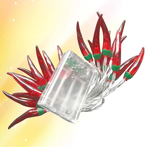 Miniatura 4 de Guirnalda de luces LED de chile de 9.8 ft, 20 LED, funciona con pilas, luces rojas de chile para decoración de festivales, luces de chile para