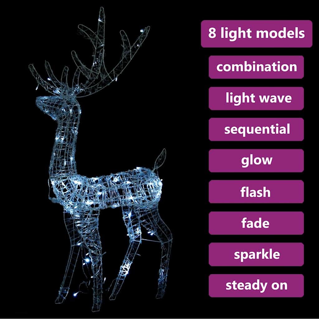 Refined Adorno reno de Navidad acrílico blanco frío 140 LEDs 120 cm