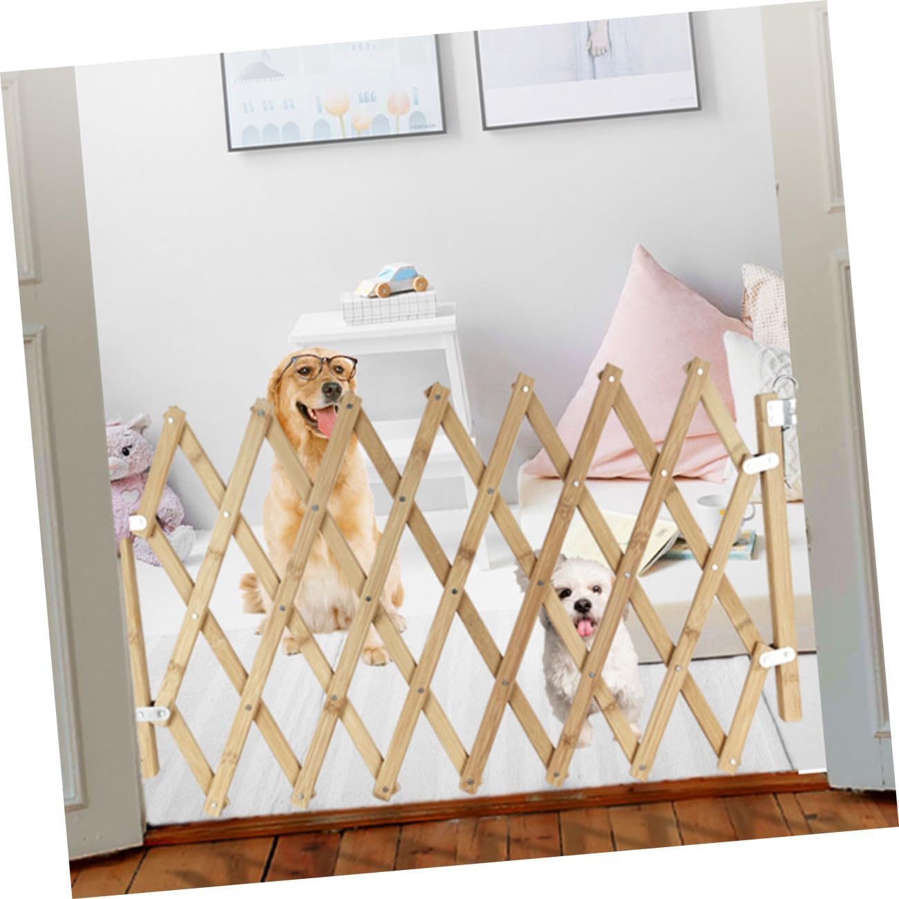 Wooden Pet Isolation Door Dog Safety Gate Pet Barrier for Stairs Easy to Open Indoor Gate