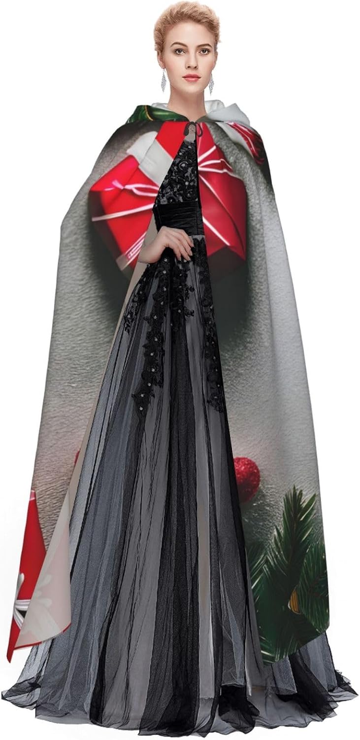 SSIMOO Merry Christmas 1 Enchanting Adult Hooded Cape for Halloween and Party Costumes-Fashionable Women's Robes,Capes
