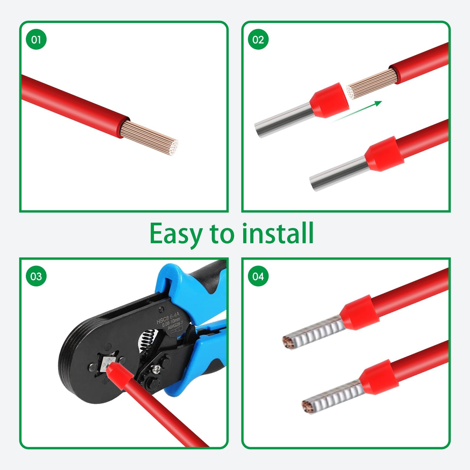 200 Pièces Embouts de Sertissage 10 mm², Cosse Electrique a Sertir rouges, Cosses Electriques a Sertirs, Embout de Cablage, Connecteurs à sertir pour extrémités de câbles, connecteurs à embout
