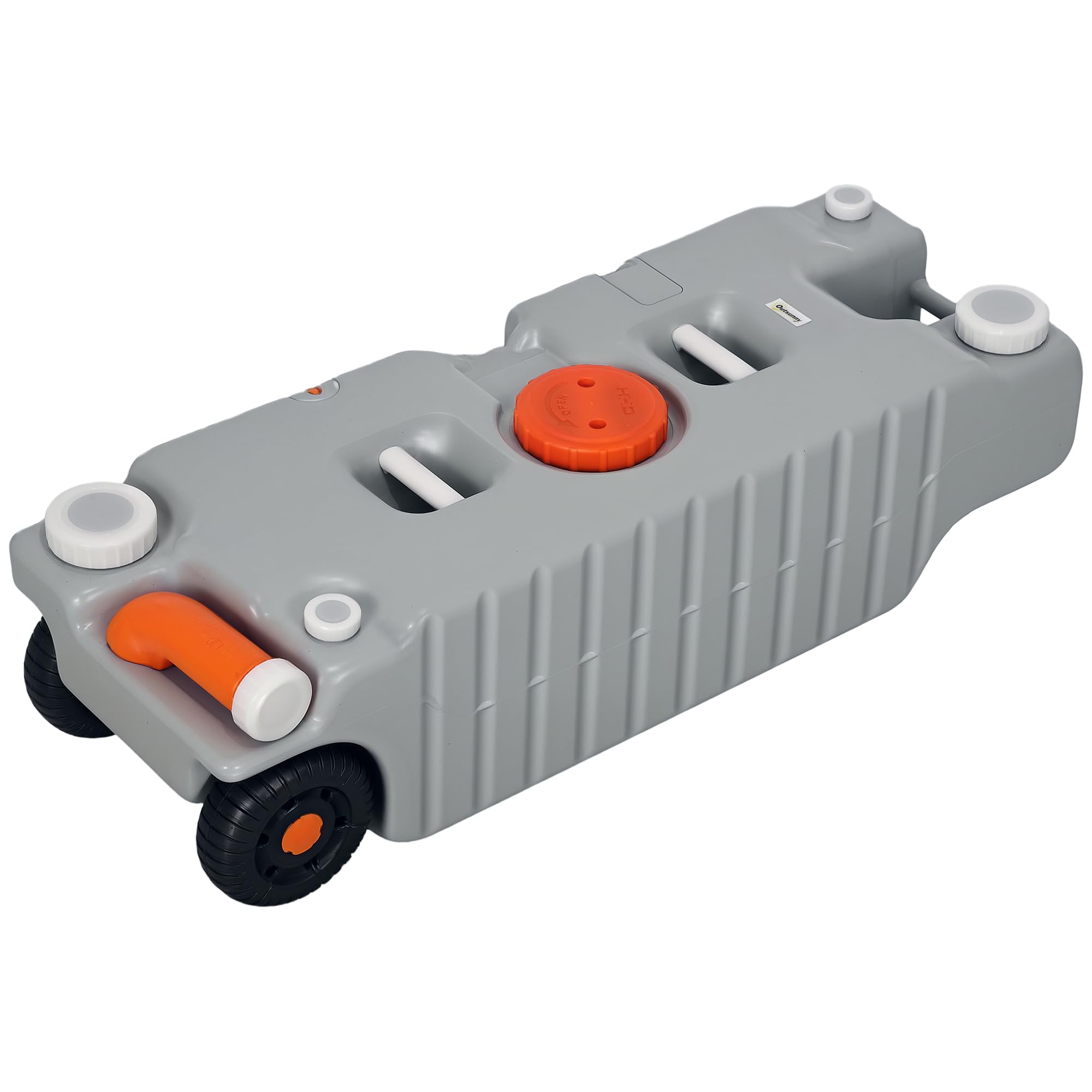 Outsunny - Tanque de agua portátil de 75 litros con indicador de nivel, 3 ruedas y asa para camping