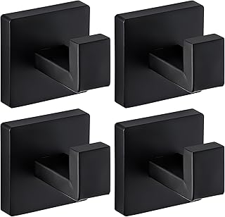 Matte Black Towel Hooks for Bathrooms, Heavy Duty Wall Mounted Stainless...
