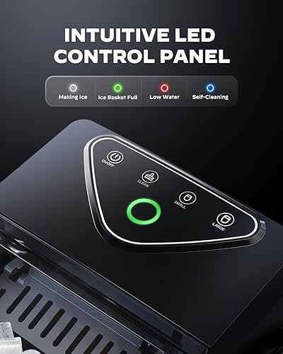 Vista 5 de Silonn Máquina de hielo para encimera con cesta de hielo expandible, 9 cubos en 6 minutos, cesta de hielo de 2.5 L, máquina de hielo autolimpiante