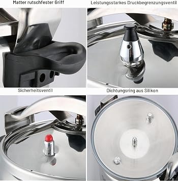 Commercial Super Large Pressure Cooker Stainless Steel Explosion-Proof Large Pressure Cooker Large Capacity 15 L Suitable for: Gas Stove Induction Hob Open Flame Pressure Cooker