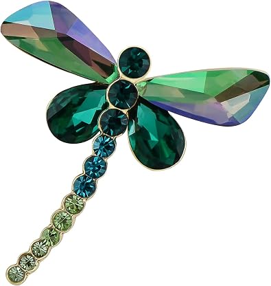 Alilang Silvery Tone Sparkly Crystal Rhinestones Dragonfly Insect Brooch Breastpin Lapel Pins for Women