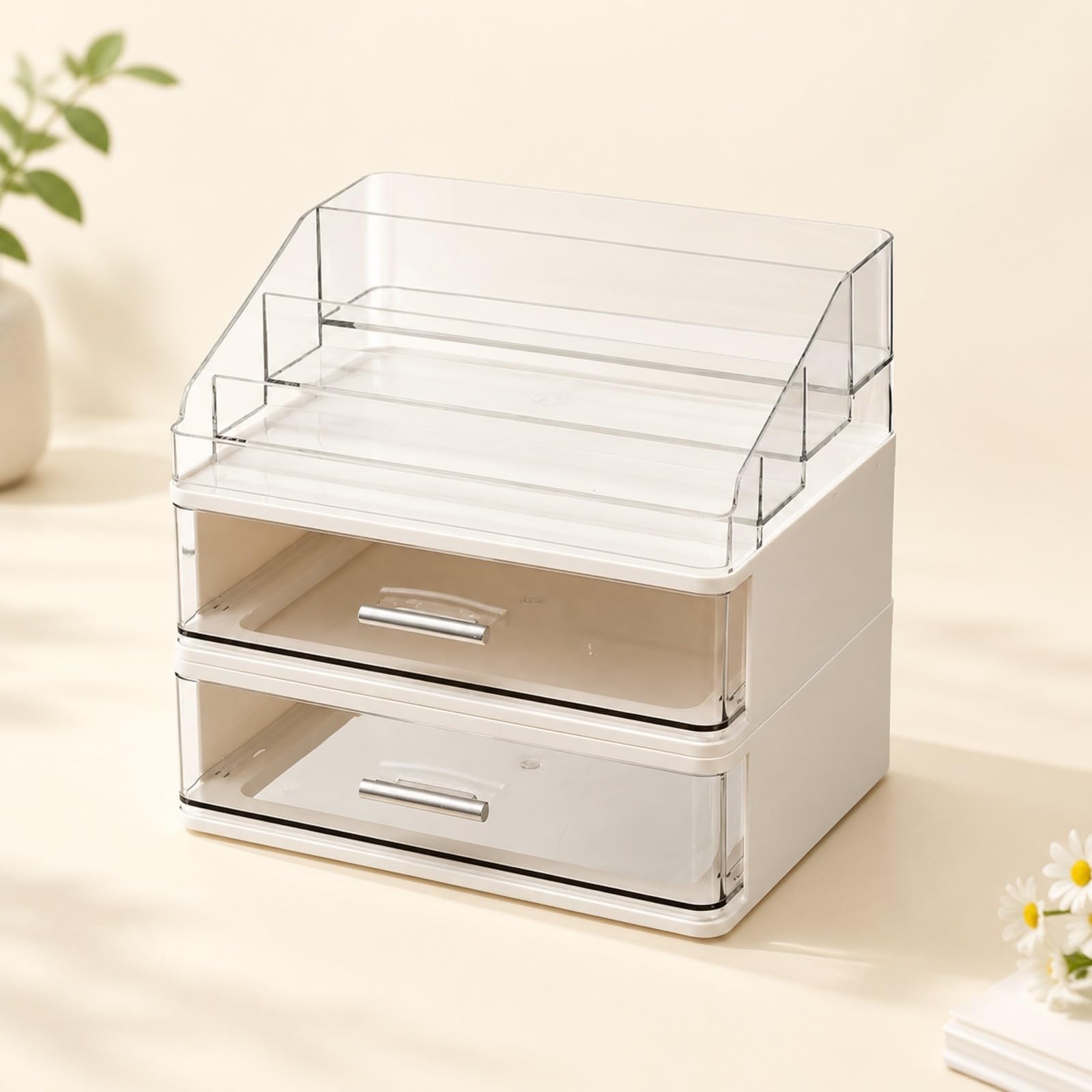 Cosmetici con Vassoio Divisorio in Plastica penne da Scrivania Elegante Organizer per Bagno, 1 Livello