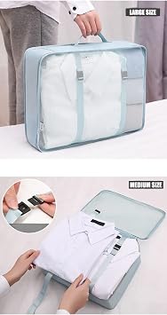 8 pcs Packing Cubes Set, Travel Luggage Organizer Storage Bags Suitcase Packing Cases Including Updated Toiletry Bag, Laundry Bag & Shoes Bag (Navy Blue)