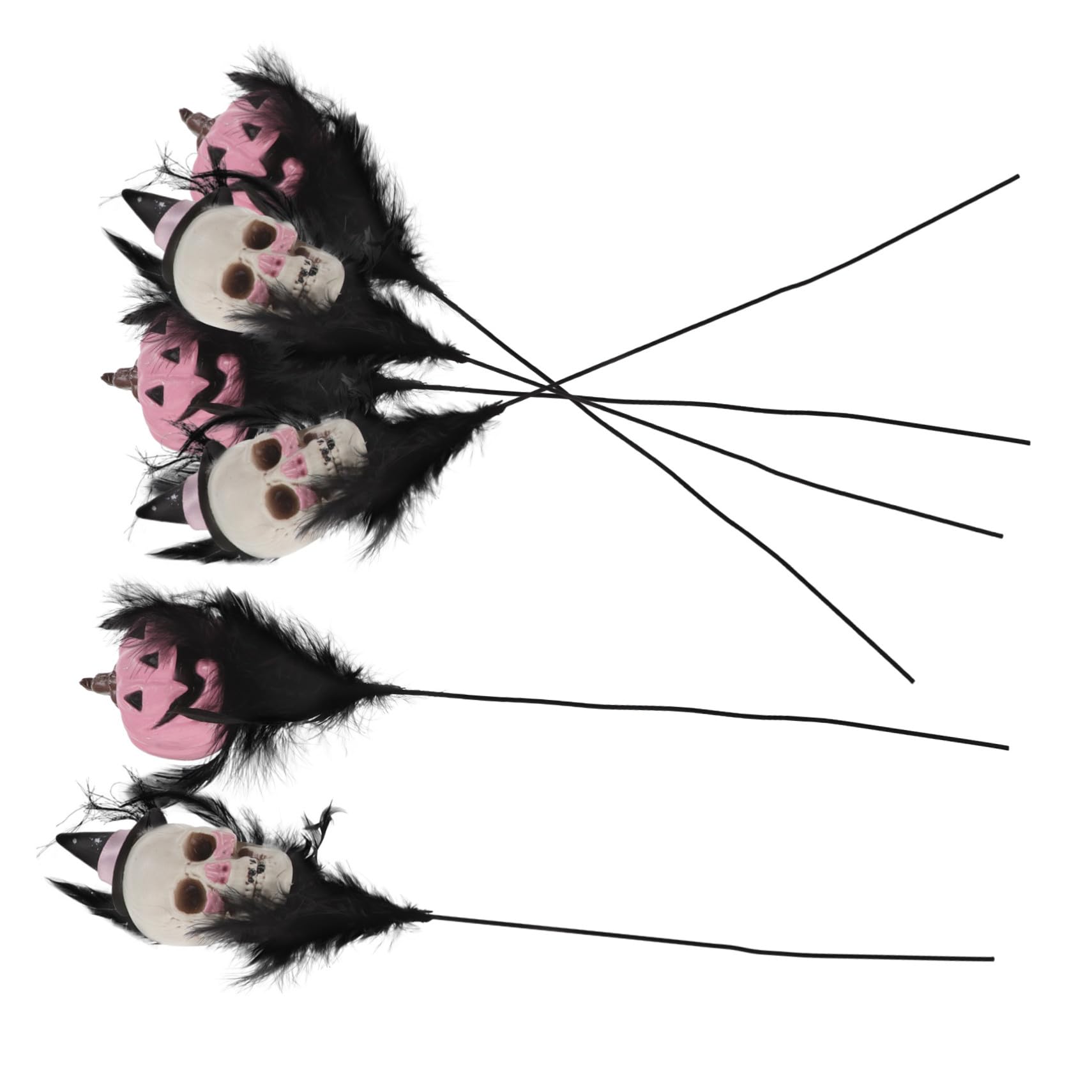 6 tiges de fleurs noires d'Halloween bouquet citrouille et crâne Alipis