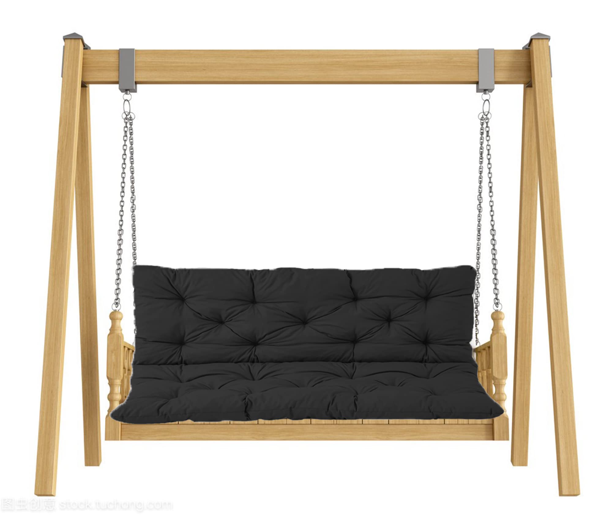 Cuscino per dondolo da giardino per panca in legno a 3 posti, cuscino di ricambio per mobili da patio e portico, impermeabile, nero, 150 x 100 x 8 cm