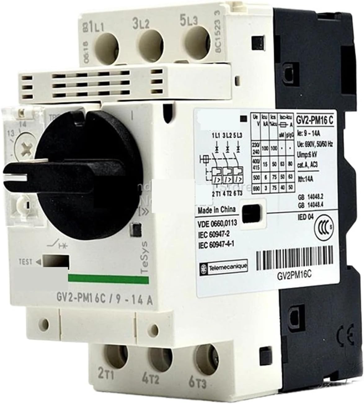 PHASZ GV2 TeSys Deca GV2PM16C Magneto Circuit Breaker Protection GV2PM16C 9-14A 3P knob Black
