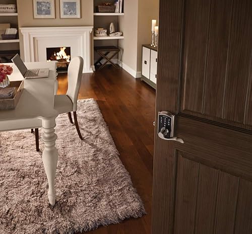 Miniatura 5 de Schlage FE695 Camelot by Accent Cerradura de palanca táctil sin llave con pestillo 16211 10063 Strike acabado bronce envejecido