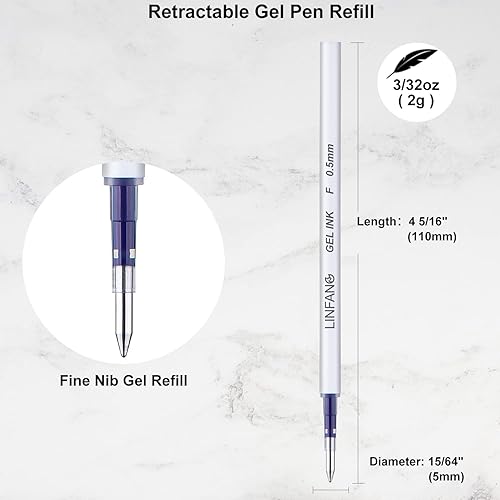 Miniatura 9 de Recambios de bolígrafos de gel negros, paquete de 12 repuestos de tinta de gel retráctiles a granel, punta fina de 0.020in, escritura suave, secado