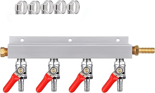 Colector de gas, distribuidor de gas CO2, divisor de cerveza de 516 pulgadas, distribuidor de aire de 4 vías con válvulas de retención integradas y