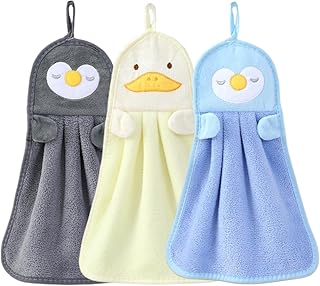 3 Piezas Toalla de Mano de Cocina Súper Suave, Toalla Infantil de Manos, Colgante, Absorbente y Duradera para la Limpieza ...
