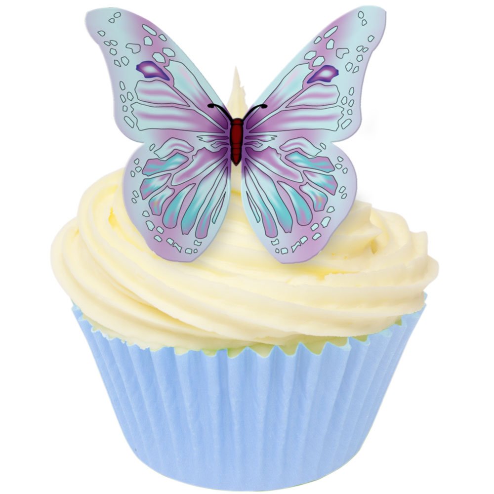 Cda Products Blue/Purple Pack Of 12 Edible Wafer Decorations - Edible Lilac & Baby Wafer Butterflies 201-217
